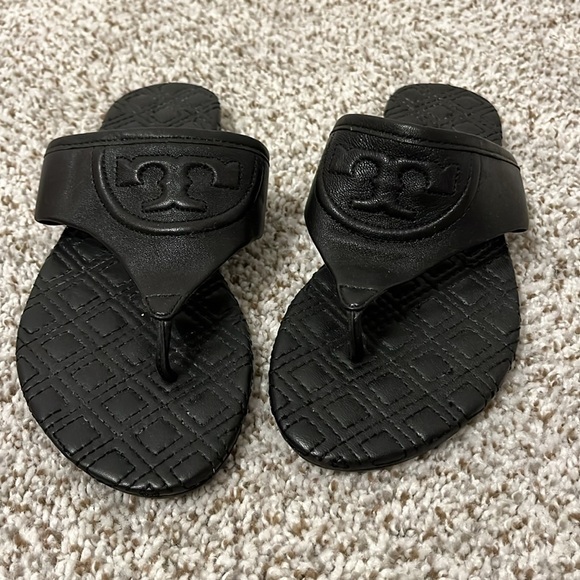 Tory Burch Shoes - Tory Burch Fleming black quilted nappa leather flat sandal 6.5